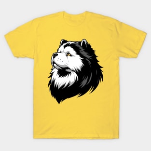 Stunning and Cool Chow Chow Monochrome and Gold Portrait for Father's Day T-Shirt